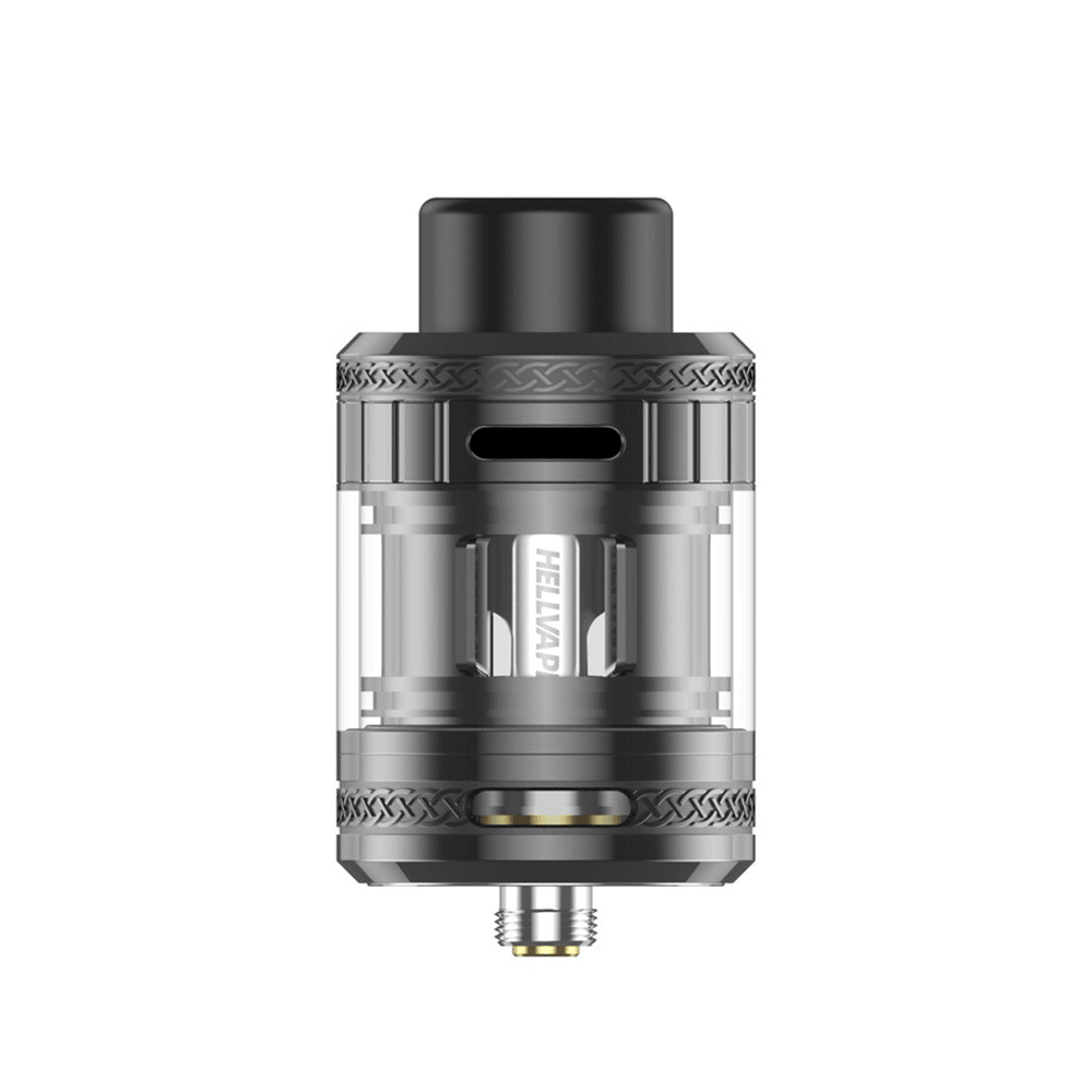 Hellvape Fat Rabbit 2 Sub-Ohm Tank, sleek design, transparent chamber, black top.