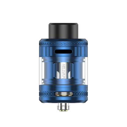 Blue Hellvape Fat Rabbit 2 sub-ohm tank with clear glass and black drip tip.