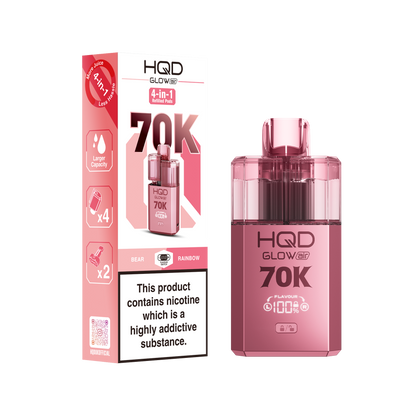 HQD Glow Air 70K Puff Prefilled Pod Vape Kit Box of 5, Bear, Rainbow Flavour
