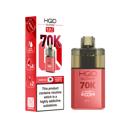 HQD Glow Air 70K Puff Prefilled Pod Vape Kit Box of 5, Cherry, Strawberry Raspberry Cherry Ice Flavour