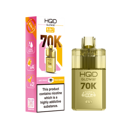 HQD Glow Air 70K Puff Prefilled Pod Vape Kit Box of 5, Juicy Peach, Peach Mango Flavour