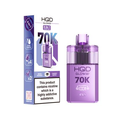 HQD Glow Air 70K Puff Prefilled Pod Vape Kit Box of 5, Mixed Berries, Cherry Berry Flavour