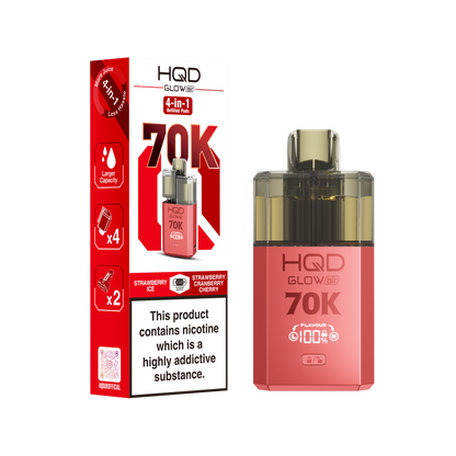HQD Glow Air 70K Puff Prefilled Pod Vape Kit Box of 5, Strawberry Ice, Strawberrry Cranberry Cherry Flavour