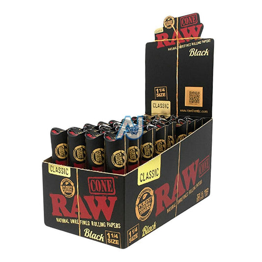 Raw 6pk Cones Black