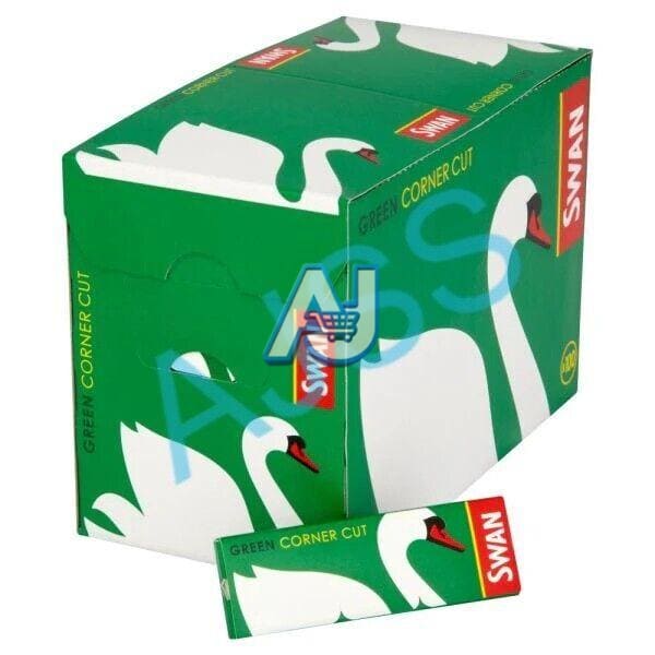 Full Box of Swan Green Standard Rolling Papers x100 - Corner Cut
