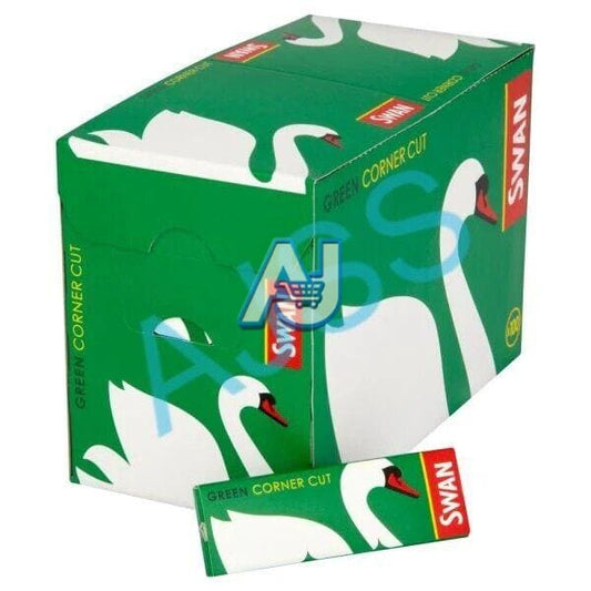 Full Box of Swan Green Standard Rolling Papers x100 - Corner Cut