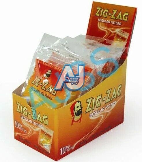 Zig Zag Regular Filter Tips - 100 tips of 10 packs (Resealable Bag)