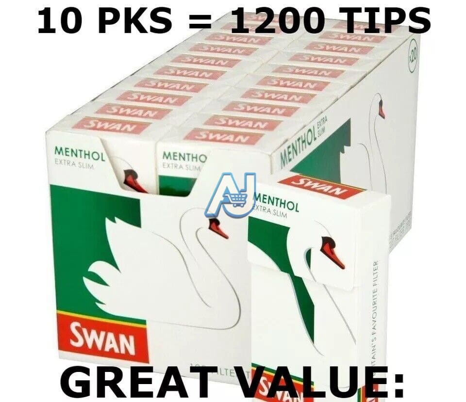 Swan Menthol Extra Slim Filter Tips 120s (Pack of 10) - 1200 Tips for Â£8.99