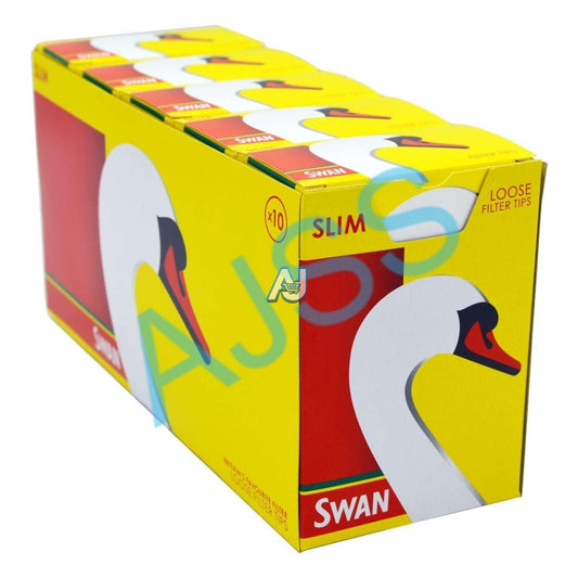 10 Packs Swan Slim Filter Tips (165 Tips/Pack) - Total 1,650 Tips