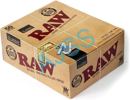 50 x RAW Classic Natural Unrefined Slim King Size Rolling Papers - Â£17.99