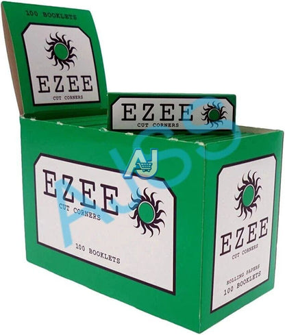 FULL BOX EZEE GREEN STANDARD x100 - Rolling Cigarette Papers Size Cut Corner