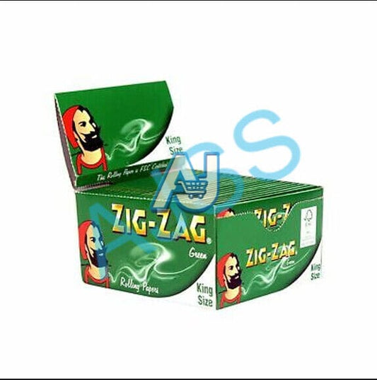 Zig Zag King Size Smoking Papers - Green/Red/Blue/Silver Full Box (Real Papers)