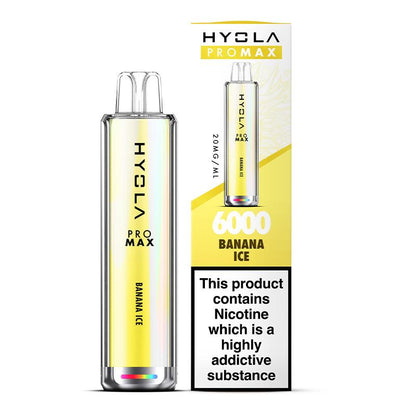 Hyola Pro Max 6000 Puffs Prefilled Vape Pod Kit Box of 10, Banana Ice Flavour
