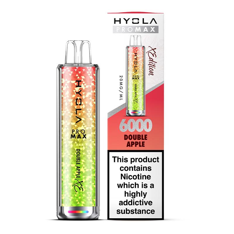 Hyola Pro Max 6000 Puffs Prefilled Vape Pod Kit Box of 10, Double Apple Flavour