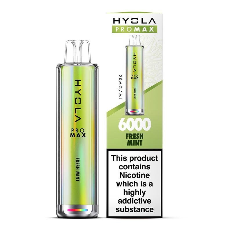 Hyola Pro Max 6000 Puffs Prefilled Vape Pod Kit Box of 10, Fresh Mint Flavour