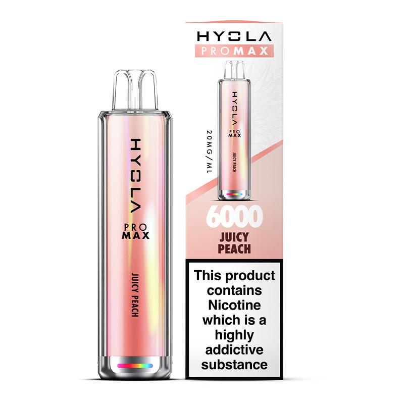 Hyola Pro Max 6000 Puffs Prefilled Vape Pod Kit Box of 10, Juicy Peach Flavour