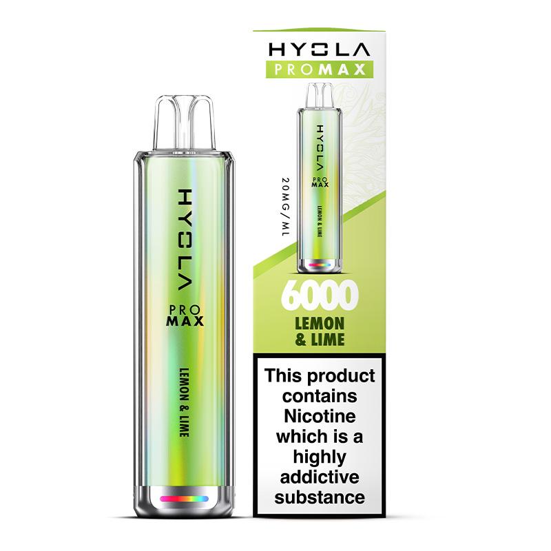 Hyola Pro Max 6000 Puffs Prefilled Vape Pod Kit Box of 10, Lemon Lime Flavour