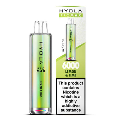 Hyola Pro Max 6000 Puffs Prefilled Vape Pod Kit Box of 10, Lemon Lime Flavour