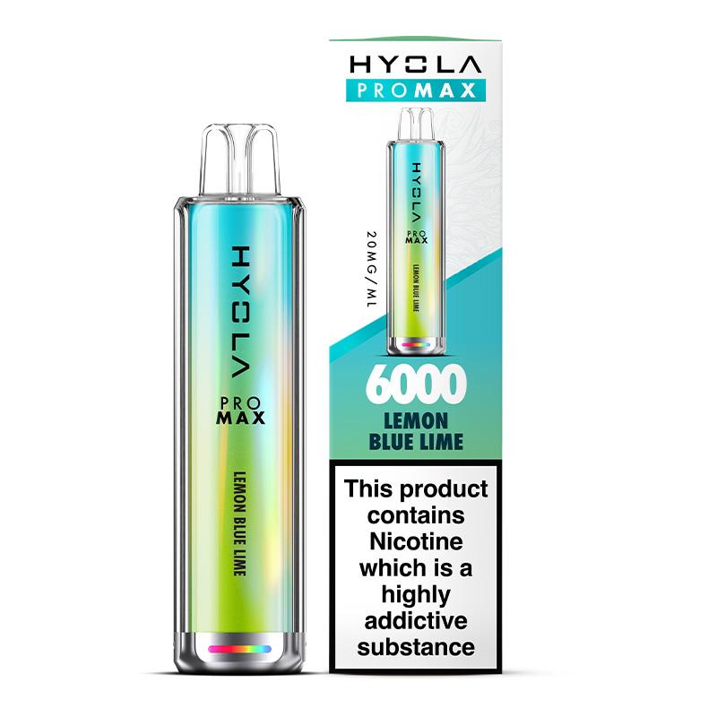 Hyola Pro Max 6000 Puffs Prefilled Vape Pod Kit Box of 10, Lemon Blue Lime Flavour