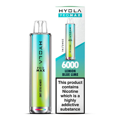 Hyola Pro Max 6000 Puffs Prefilled Vape Pod Kit Box of 10, Lemon Blue Lime Flavour