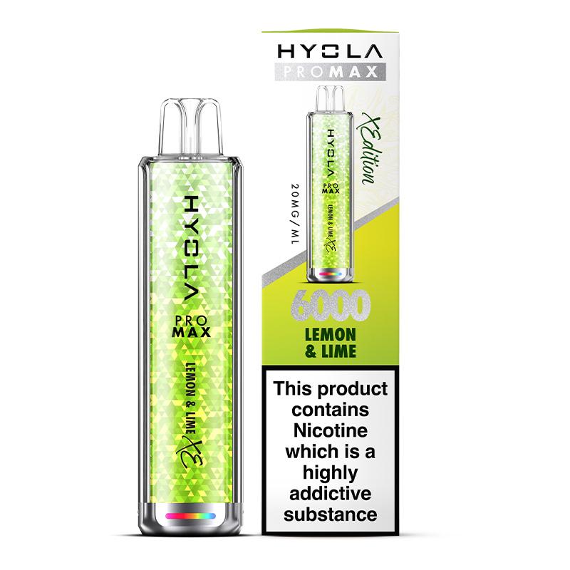 Hyola Pro Max 6000 Puffs Prefilled Vape Pod Kit Box of 10, Lemon Lime Flavour