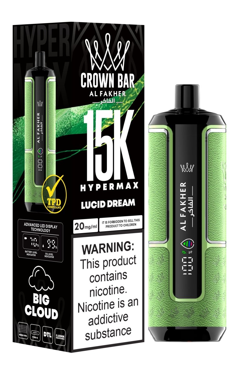 Al Fakher Crown Bar Hypermax 15k Puffs Prefilled Vape Box of 5, Luiced Dream Flavour