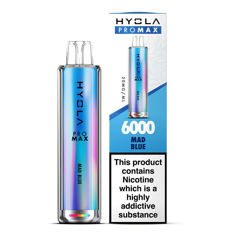 Hyola Pro Max 6000 Puffs Prefilled Vape Pod Kit Box of 10, Mad Blue Flavour