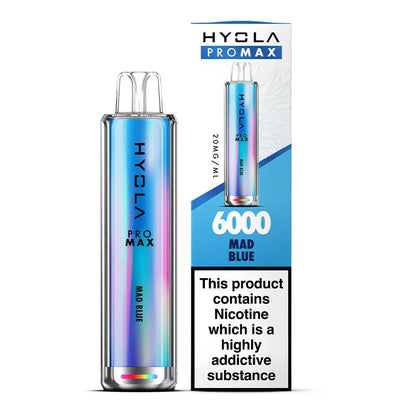 Hyola Pro Max 6000 Puffs Prefilled Vape Pod Kit Box of 10, Mad Blue Flavour
