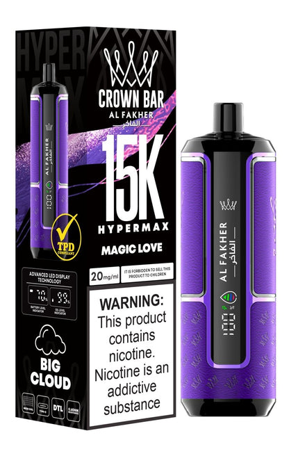 Al Fakher Crown Bar Hypermax 15k Puffs Prefilled Vape Box of 5, Magic Lover Flavour