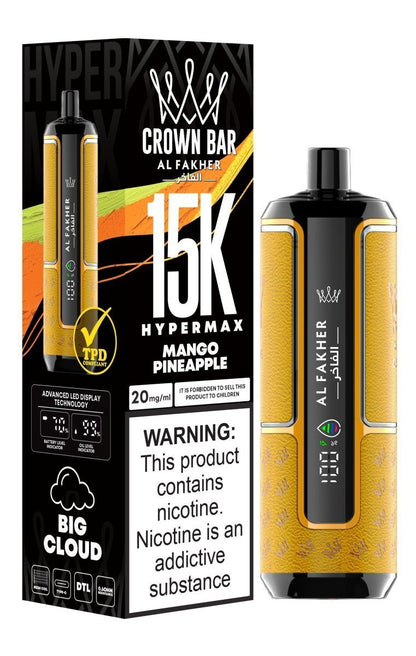 Al Fakher Crown Bar Hypermax 15k Puffs Prefilled Vape Box of 5, Mango Pineapple Flavour