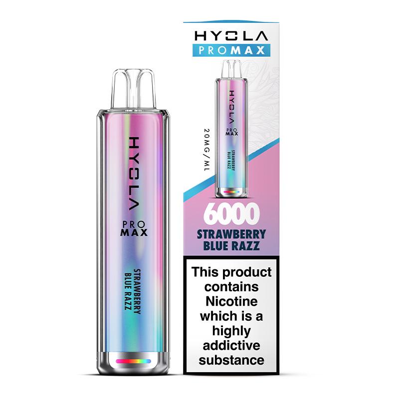 Hyola Pro Max 6000 Puffs Prefilled Vape Pod Kit Box of 10, Strawberry Blue Razz Flavour