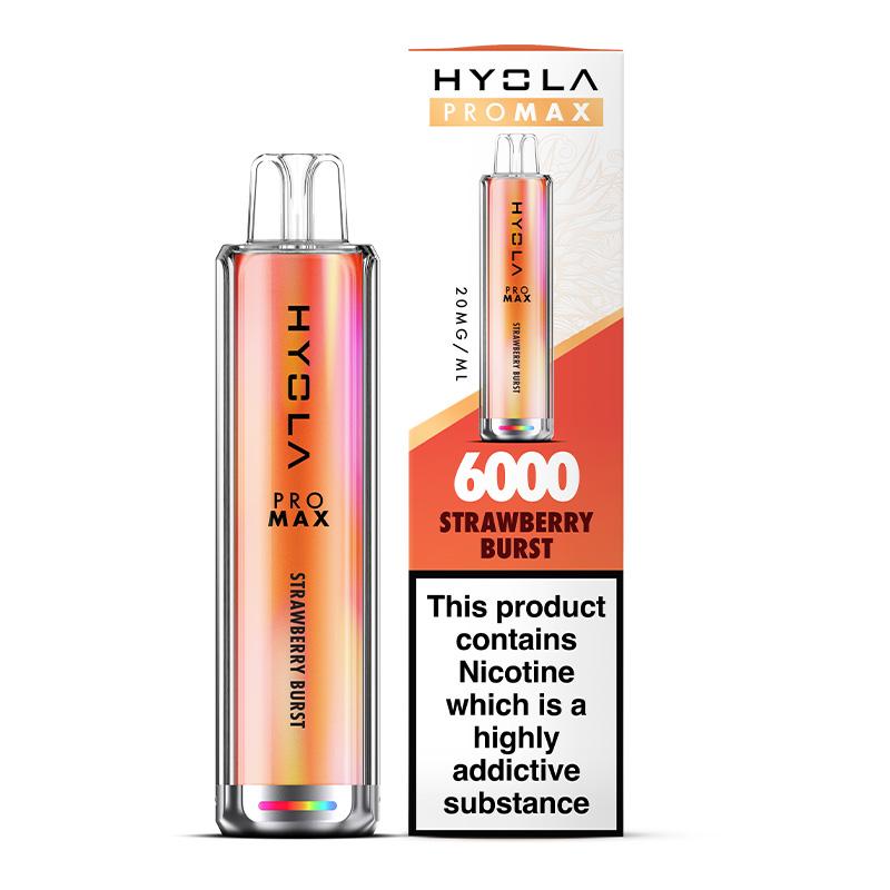 Hyola Pro Max 6000 Puffs Prefilled Vape Pod Kit Box of 10, Strawberry Burst Flavour