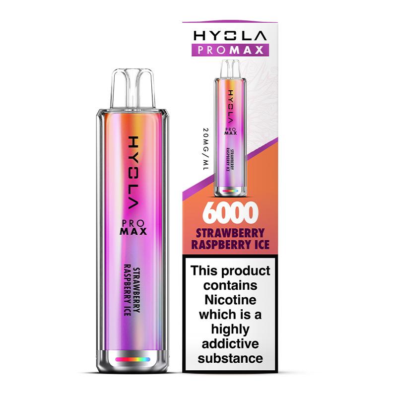 Hyola Pro Max 6000 Puffs Prefilled Vape Pod Kit Box of 10, Strawberry Raspberry Ice Flavour