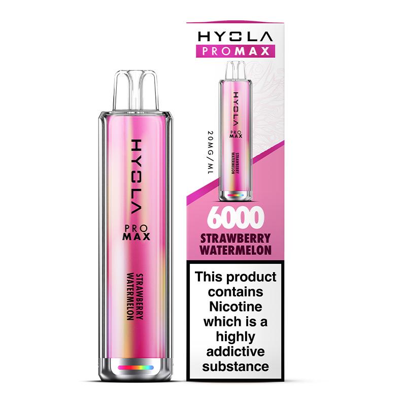 Hyola Pro Max 6000 Puffs Prefilled Vape Pod Kit Box of 10, Strawberry Watermelon Flavour