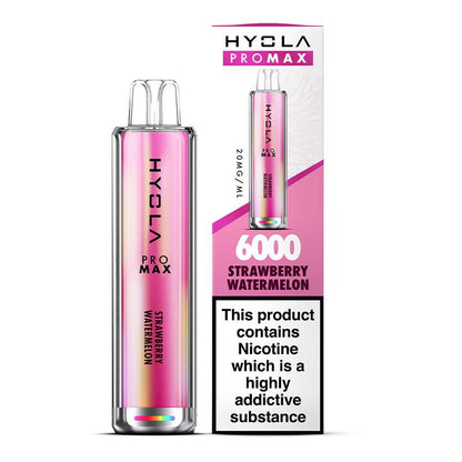 Hyola Pro Max 6000 Puffs Prefilled Vape Pod Kit Box of 10, Strawberry Watermelon Flavour