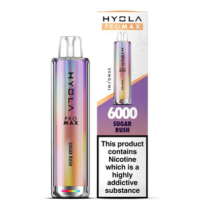 Hyola Pro Max 6000 Puffs Prefilled Vape Pod Kit Box of 10, Sugar Rush Flavour