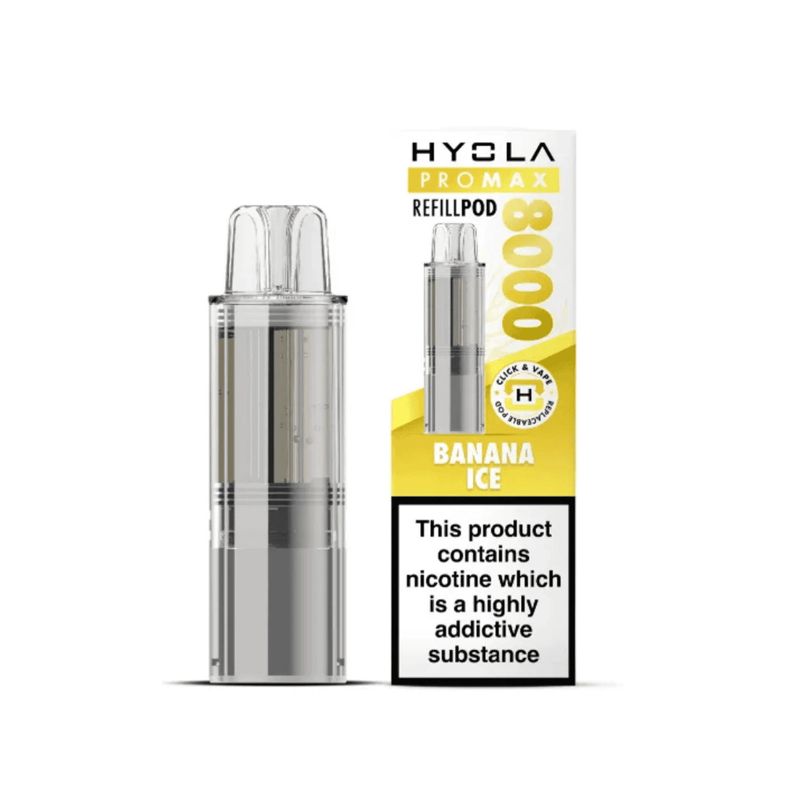 Hyola Pro Max 8000 Prefilled Replacement Pod Box of 5, Banana Ice Flavour 