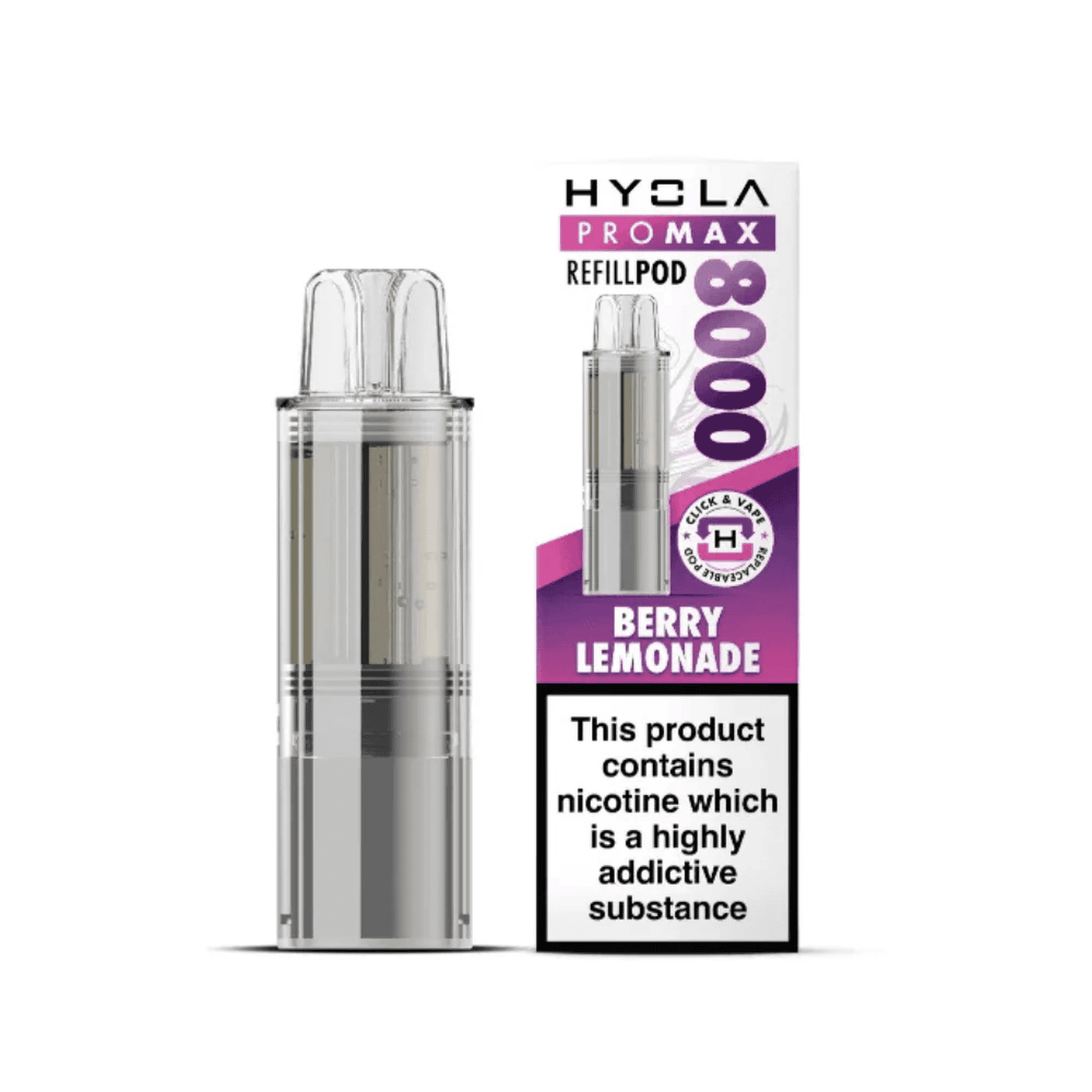 Hyola Pro Max 8000 Prefilled Replacement Pod Box of 5, Berry Lemonade Flavour 