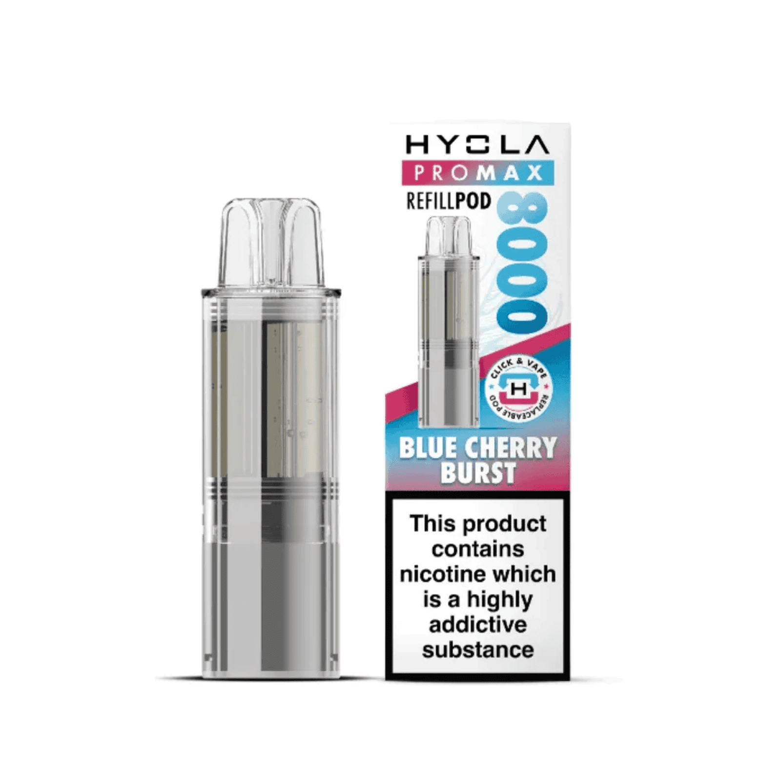 Hyola Pro Max 8000 Prefilled Replacement Pod Box of 5, Blue Cherry Burst Flavour