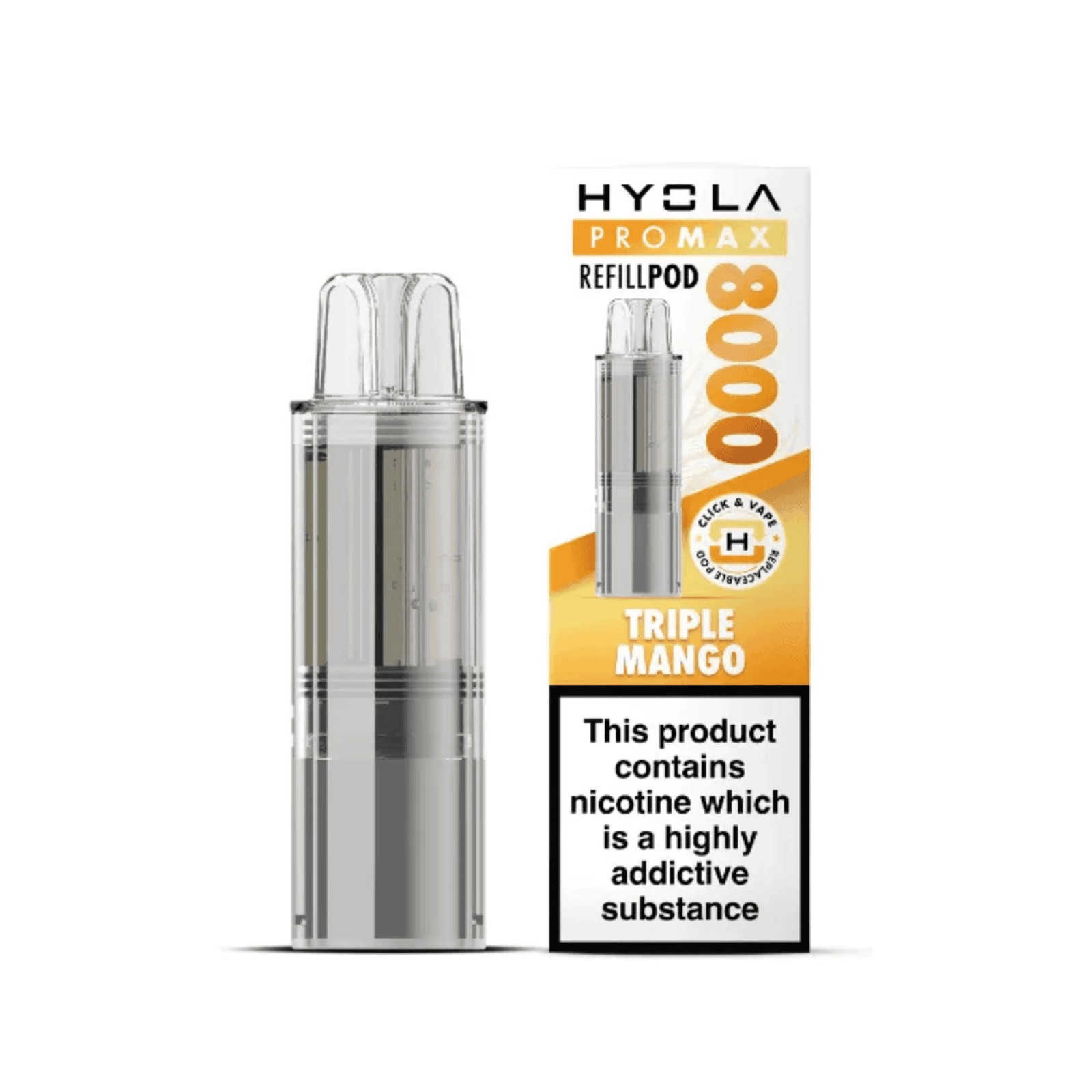Hyola Pro Max 8000 Prefilled Replacement Pod Box of 5, Triple Mango Flavour 