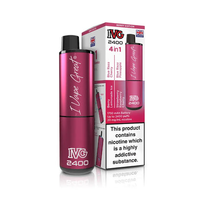 IVG 2400 4 in 1 Multi Flavour Vape Kit - TPD Legal 2025 - Berry Edition