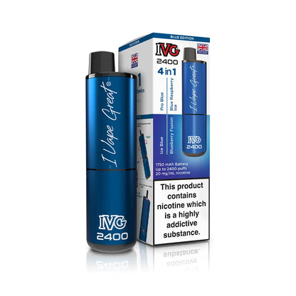 IVG 2400 4 in 1 Multi Flavour Vape Kit - TPD Legal 2025 - Blue Edition