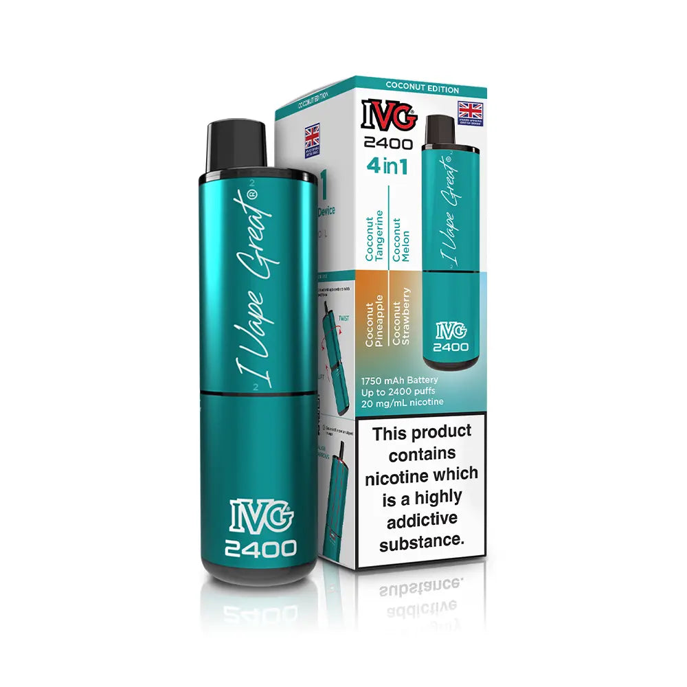 IVG 2400 4 in 1 Multi Flavour Vape Kit - TPD Legal 2025 - Coconut Edition