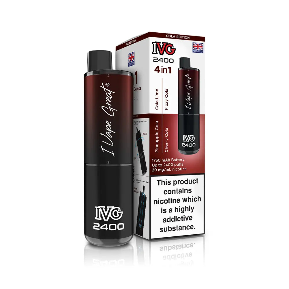 IVG 2400 4 in 1 Multi Flavour Vape Kit - TPD Legal 2025 - Cola Edition