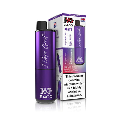 IVG 2400 4 in 1 Multi Flavour Vape Kit - TPD Legal 2025 - Grape Edition