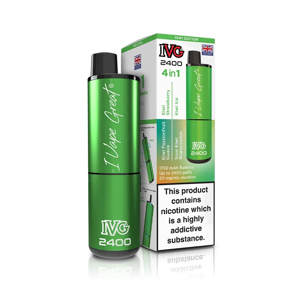 IVG 2400 4 in 1 Multi Flavour Vape Kit - TPD Legal 2025 - Kiwi Edition