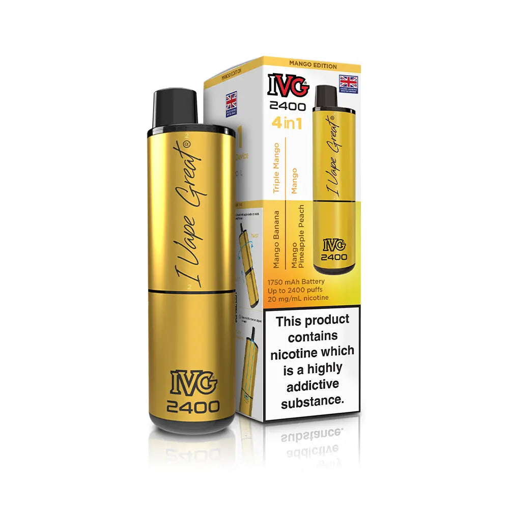 IVG 2400 4 in 1 Multi Flavour Vape Kit - TPD Legal 2025 - Mango Edition