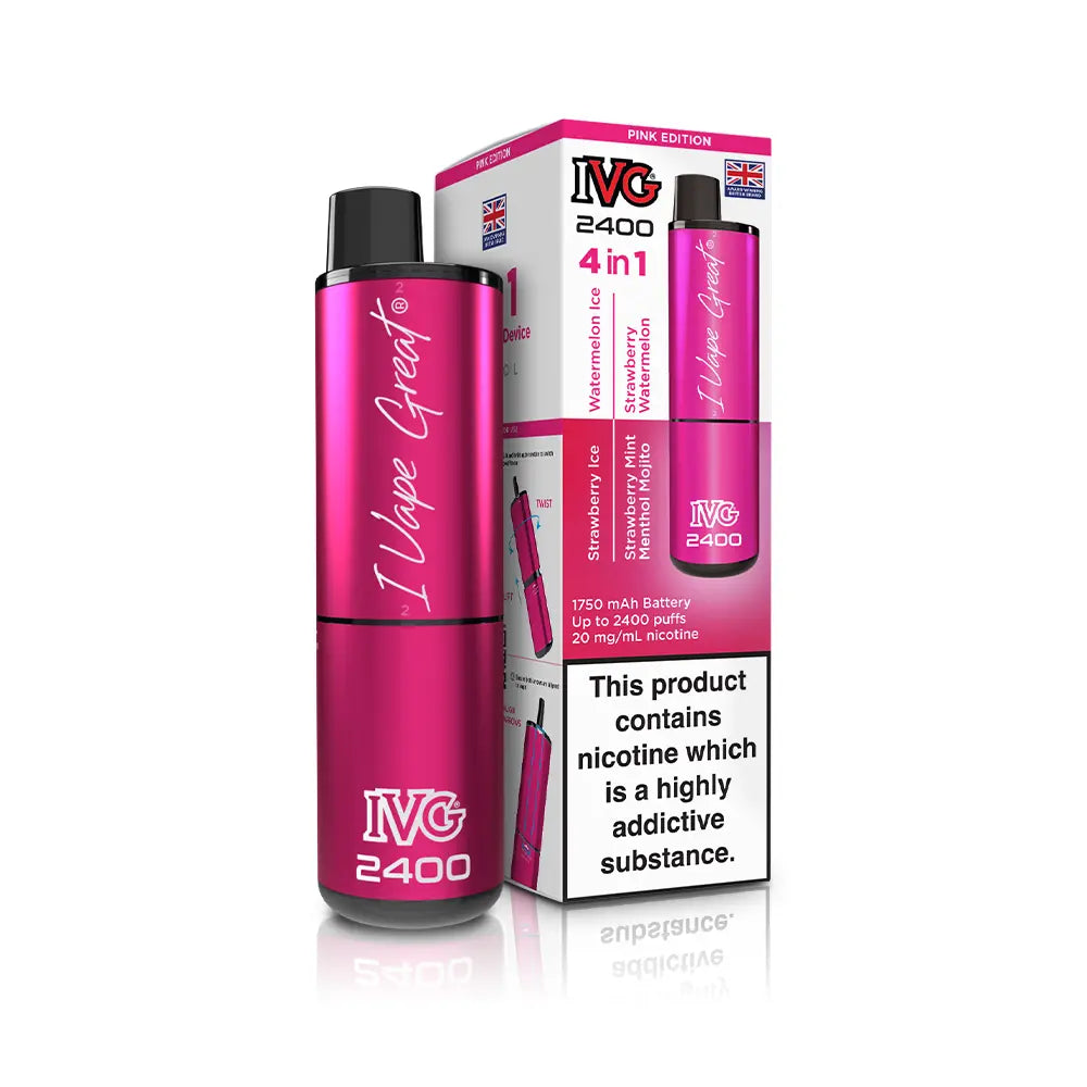 IVG 2400 4 in 1 Multi Flavour Vape Kit - TPD Legal 2025 - Pink Edition