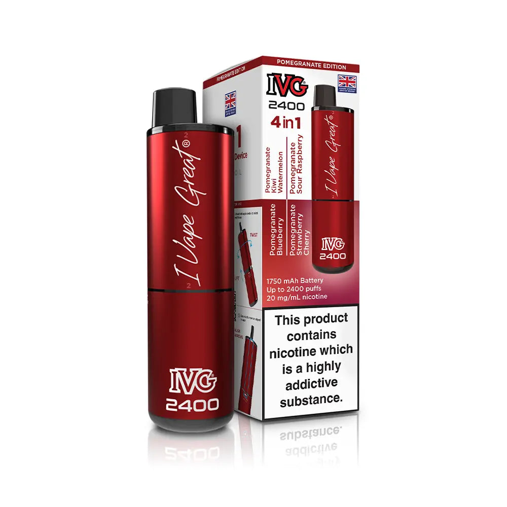 IVG 2400 4 in 1 Multi Flavour Vape Kit - TPD Legal 2025 - Pomegranate Edition