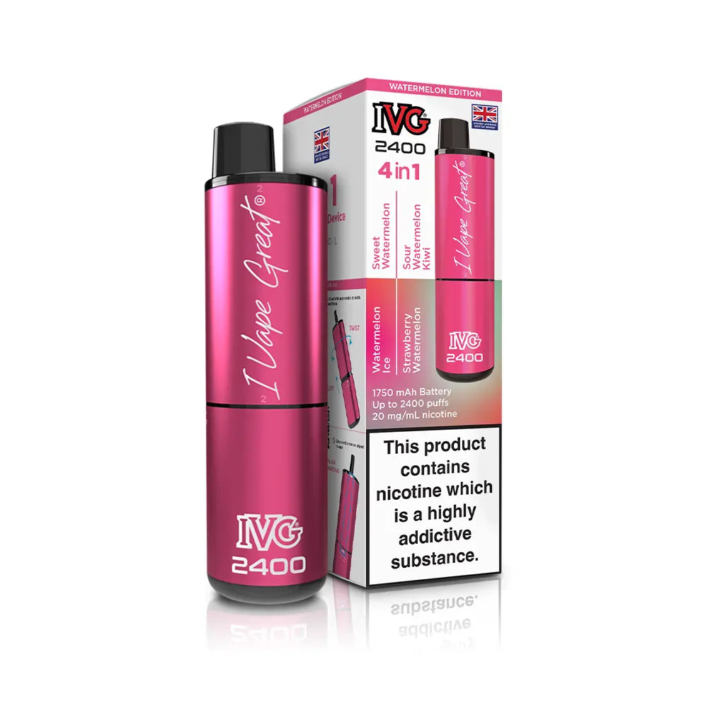 IVG 2400 4 in 1 Multi Flavour Vape Kit - TPD Legal 2025 - Watermelon Edition